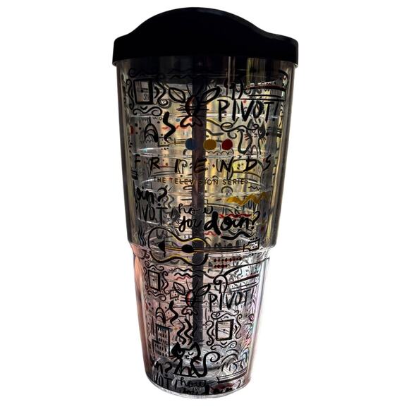 Friends Tervis 24 oz Tumbler w/ Black Lid EUC Sticker Attached - Picture 2 of 9